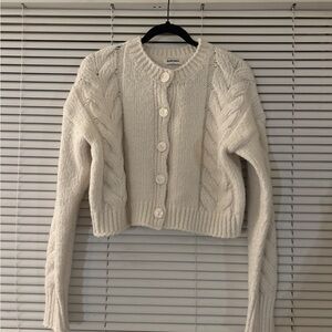 White Cable Knit Cardigan